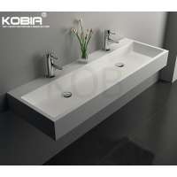 CK2004 shipping online artificial stone hand made double holes stone resin wash basins