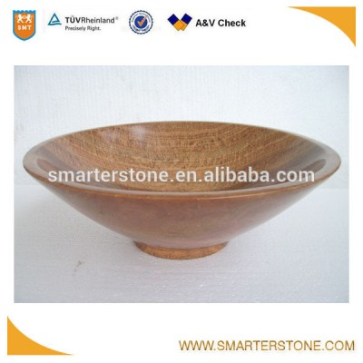 Yellow wooden art washbasin for wholesale