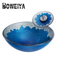 Wholesale high quality glass basin bathroom countertop art washbasin